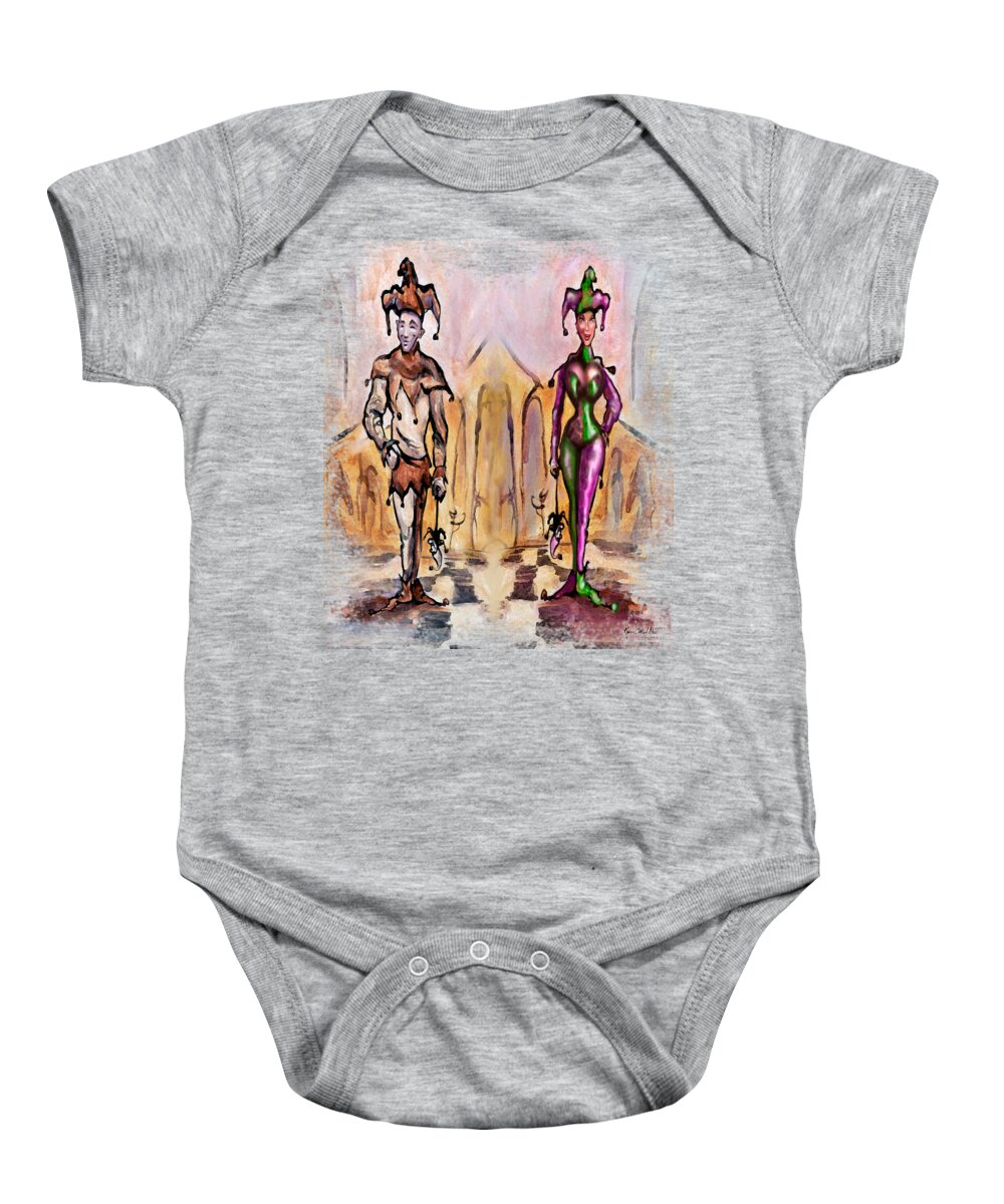 Jesters Baby Onesie featuring the digital art Jesters by Kevin Middleton