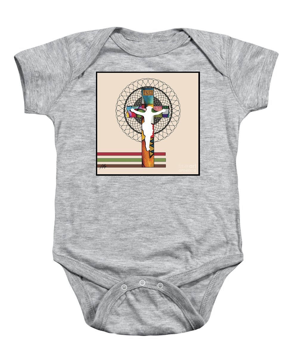 Jen Page Baby Onesie featuring the digital art Jesus Is The Center by Jennifer Page