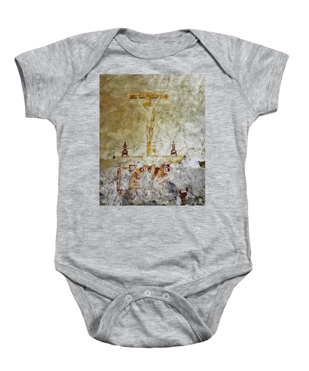 Jesus On The Cross Baby Onesie featuring the photograph Jesus on the Cross Fresco by Ben Prepelka
