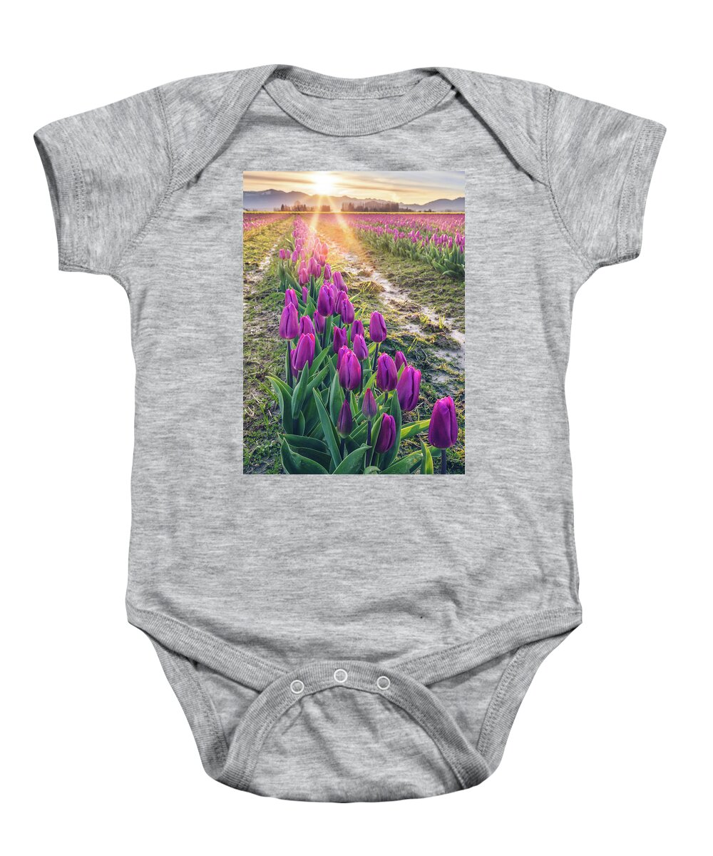 Tulips Baby Onesie featuring the photograph Jewel Tone Tulips by Michael Rauwolf
