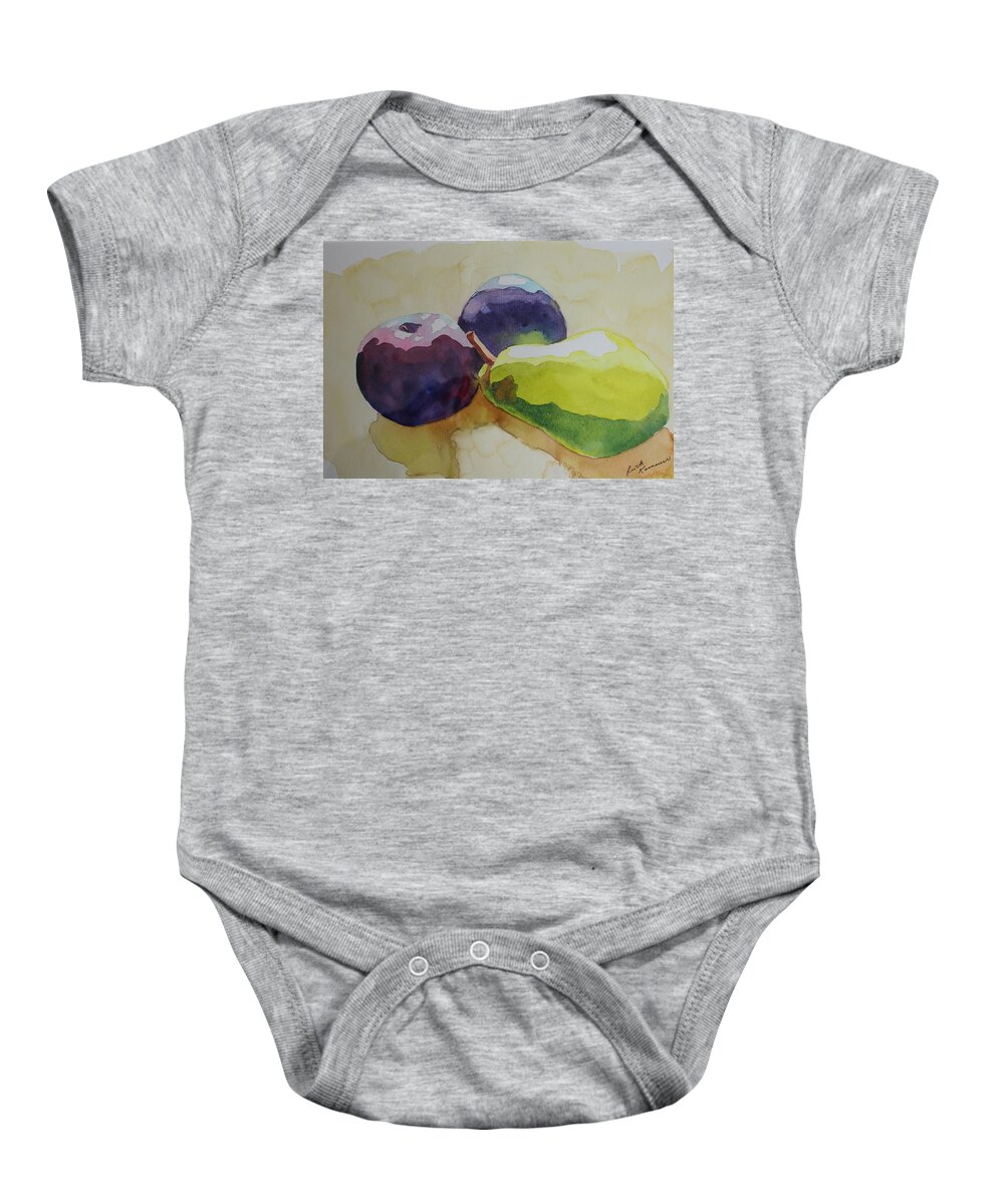 Collage Baby Onesie featuring the painting Juicy Fruit by Ruth Kamenev