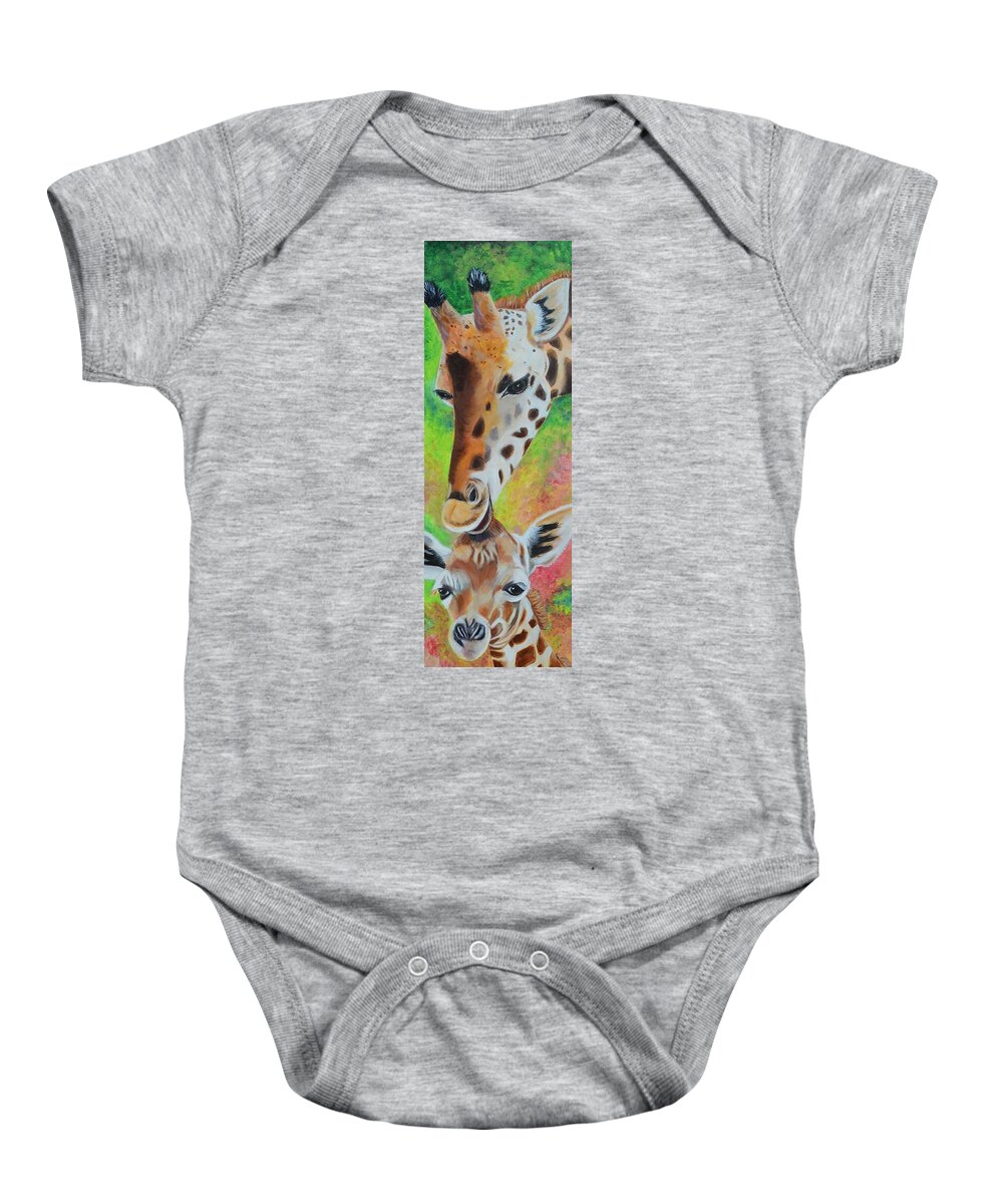 Giraffe Baby Onesie featuring the painting Jungle Baby by Evi Green
