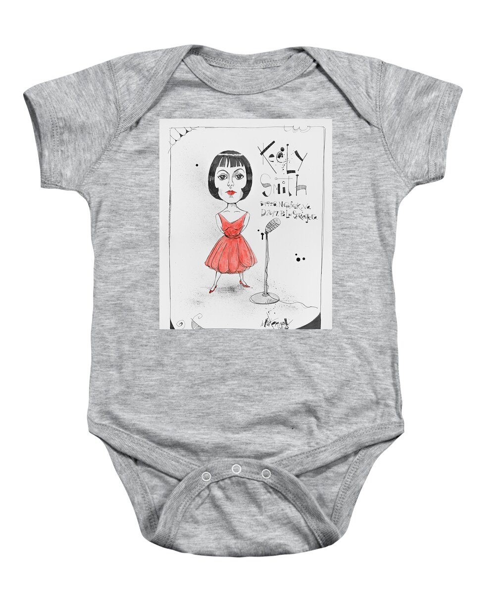  Baby Onesie featuring the drawing Keely Smith by Phil Mckenney