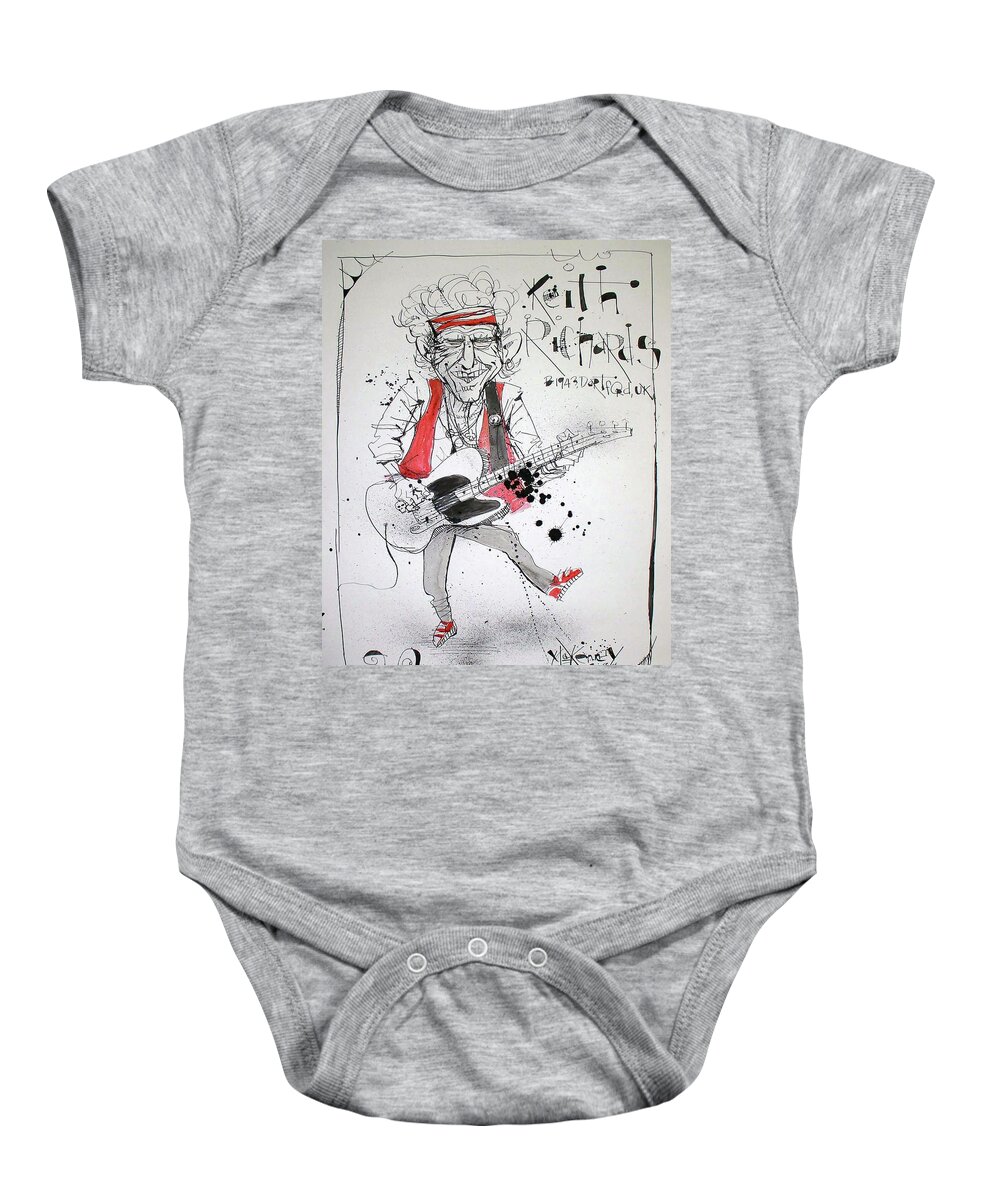  Baby Onesie featuring the drawing Keith Richards by Phil Mckenney