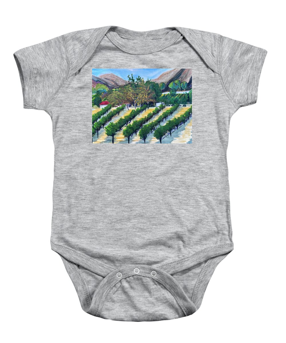 Somerset Winery Baby Onesie featuring the painting Kirk's View at Somerset by Roxy Rich