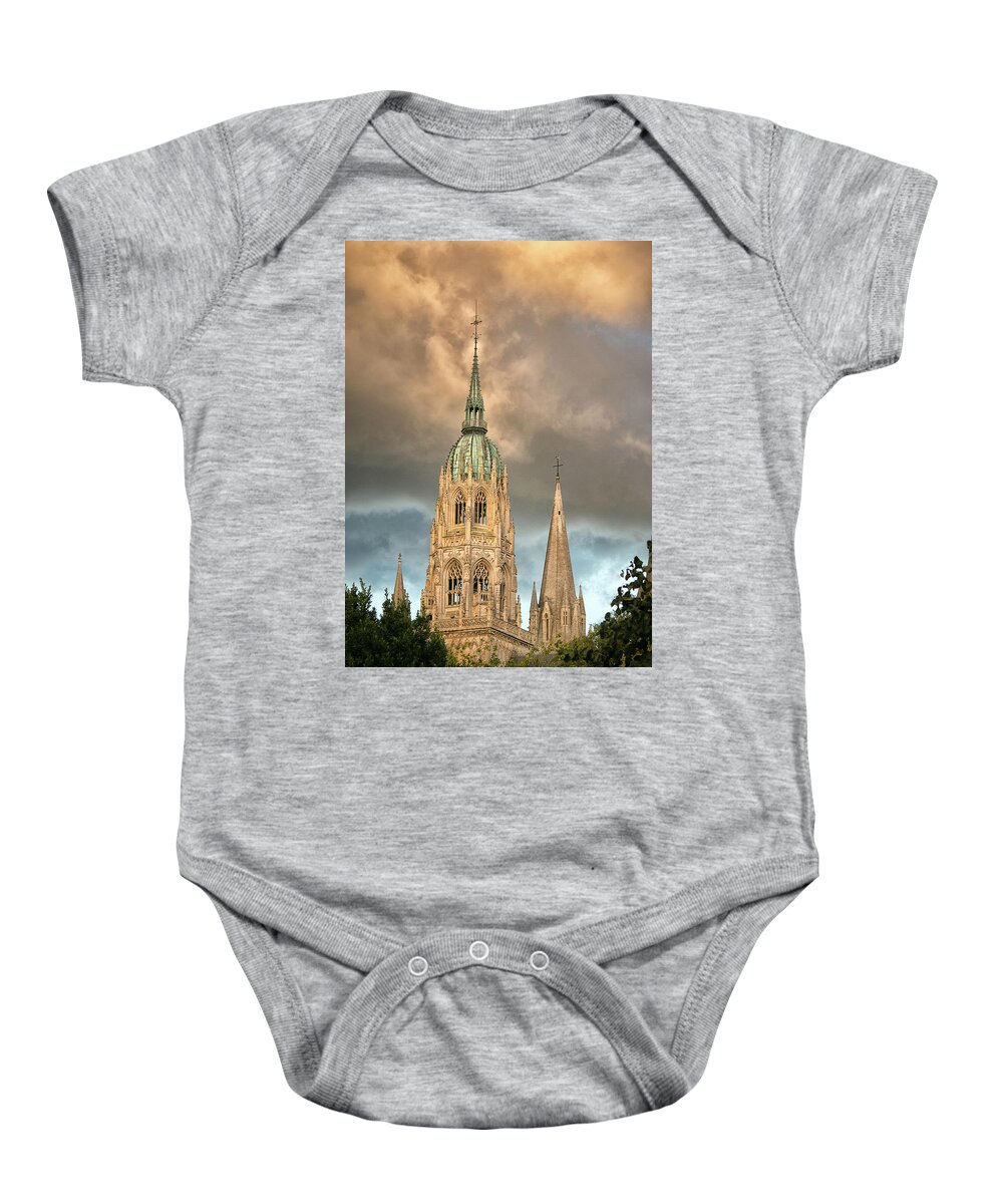 Cathedral Baby Onesie featuring the photograph Bayeux Cathedral 1 by Lisa Chorny