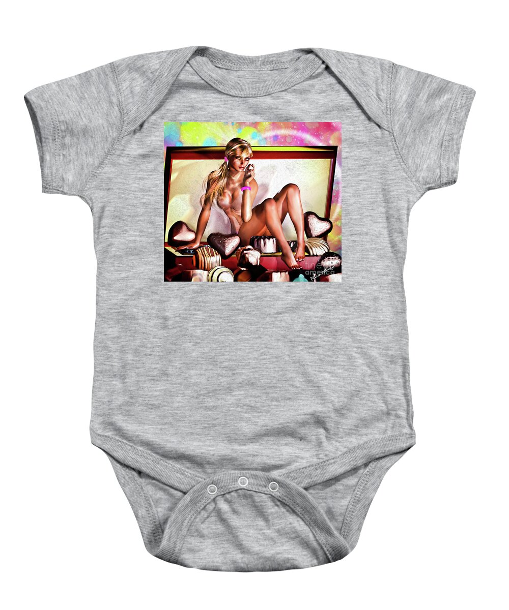 Pin-up Baby Onesie featuring the mixed media Lady Godiva by Alicia Hollinger