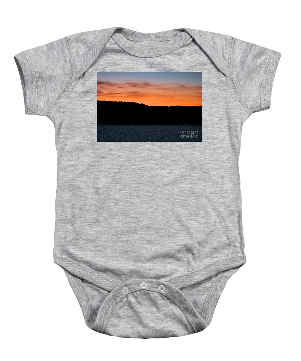 Keuka Lake Baby Onesie featuring the photograph Lake Keuka Sunset by Bob Phillips