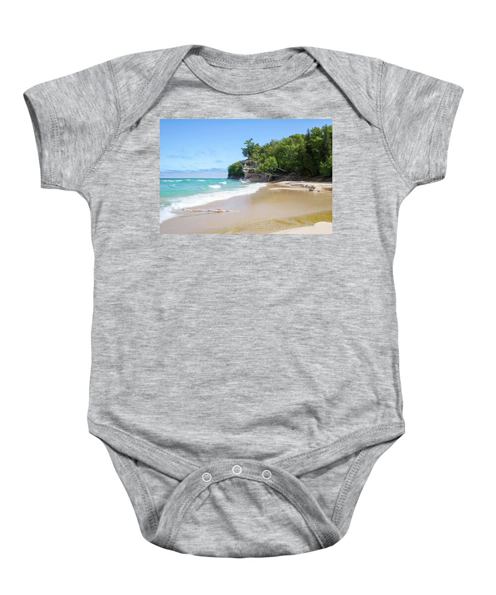 Day Baby Onesie featuring the photograph Lake Superior Beach by Robert Carter