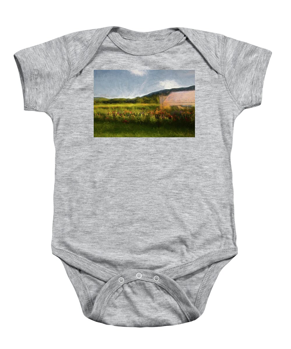 Last Baby Onesie featuring the photograph Last Light on the Greenhouse by Wayne King