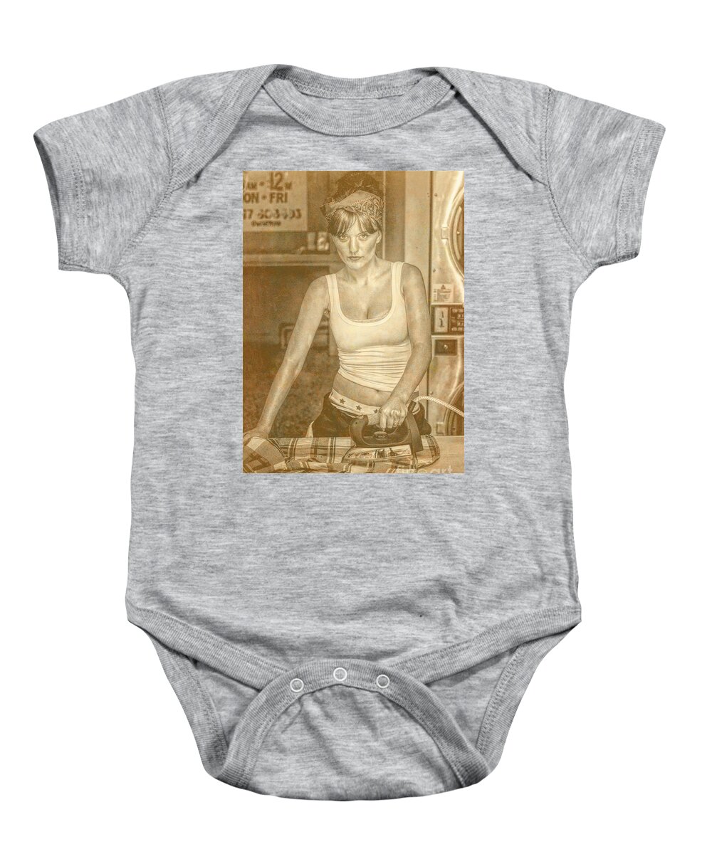 Girl Baby Onesie featuring the photograph Laundromat pinup by Jorgo Photography