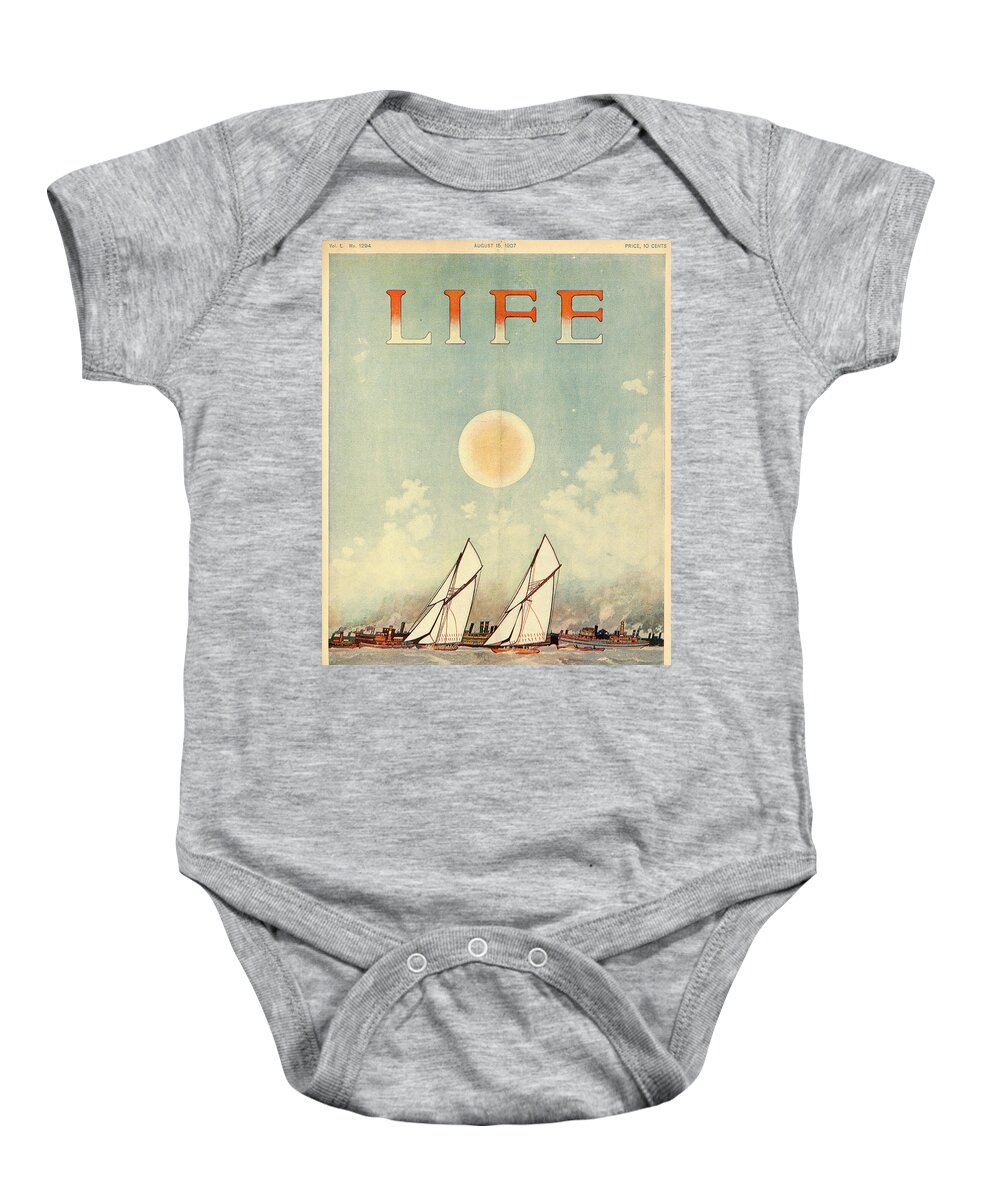 Boats Baby Onesie featuring the mixed media Life Magazine Cover, August 15, 1907 by Valentine Sandberg