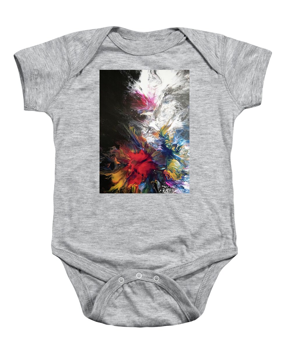 Pour Baby Onesie featuring the mixed media Light and Darkness by Aimee Bruno