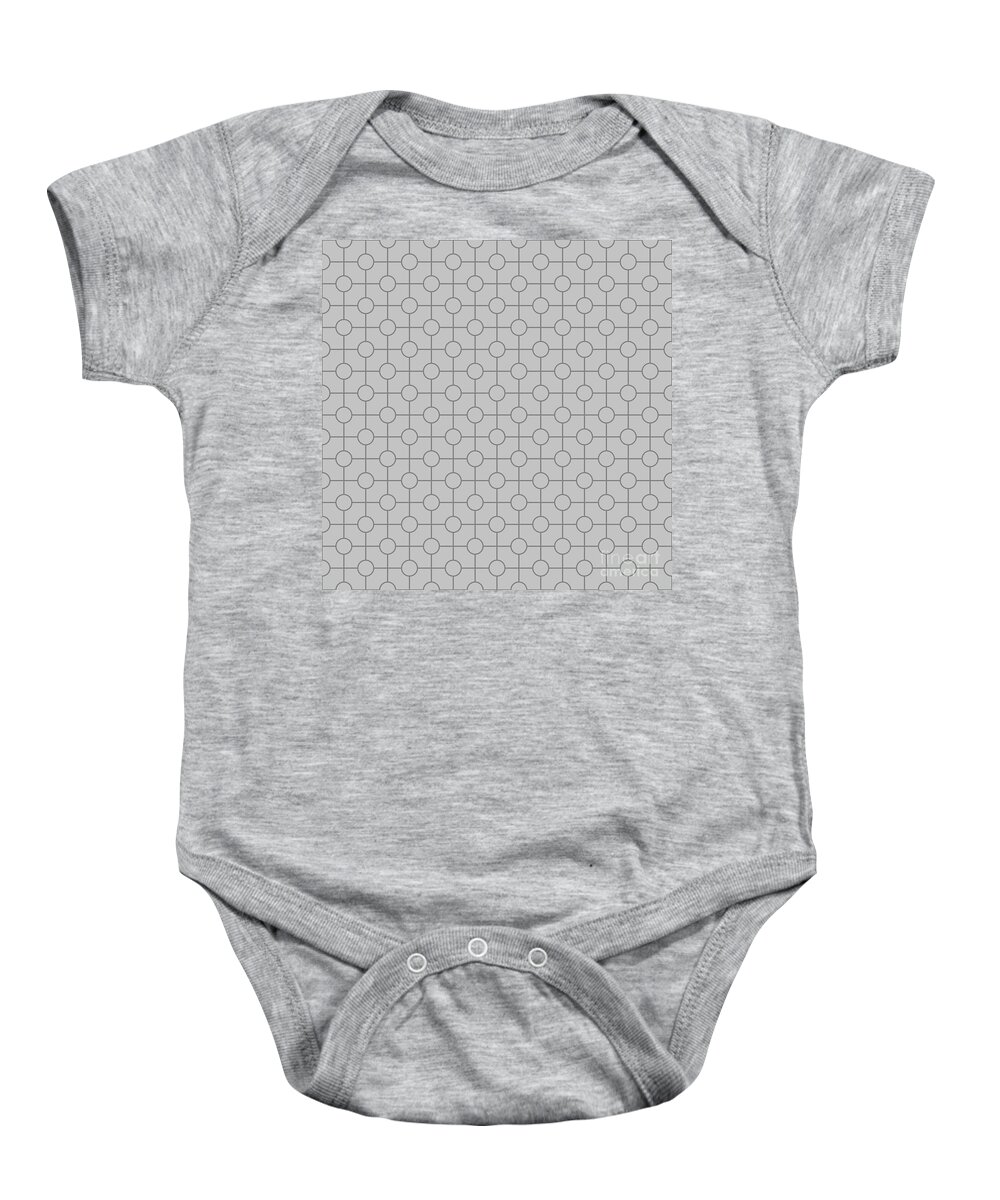 Pattern Baby Onesie featuring the painting Line Grid With Circle Dots Pattern in Silver Sand And Granite Gray n.2431 by Holy Rock Design
