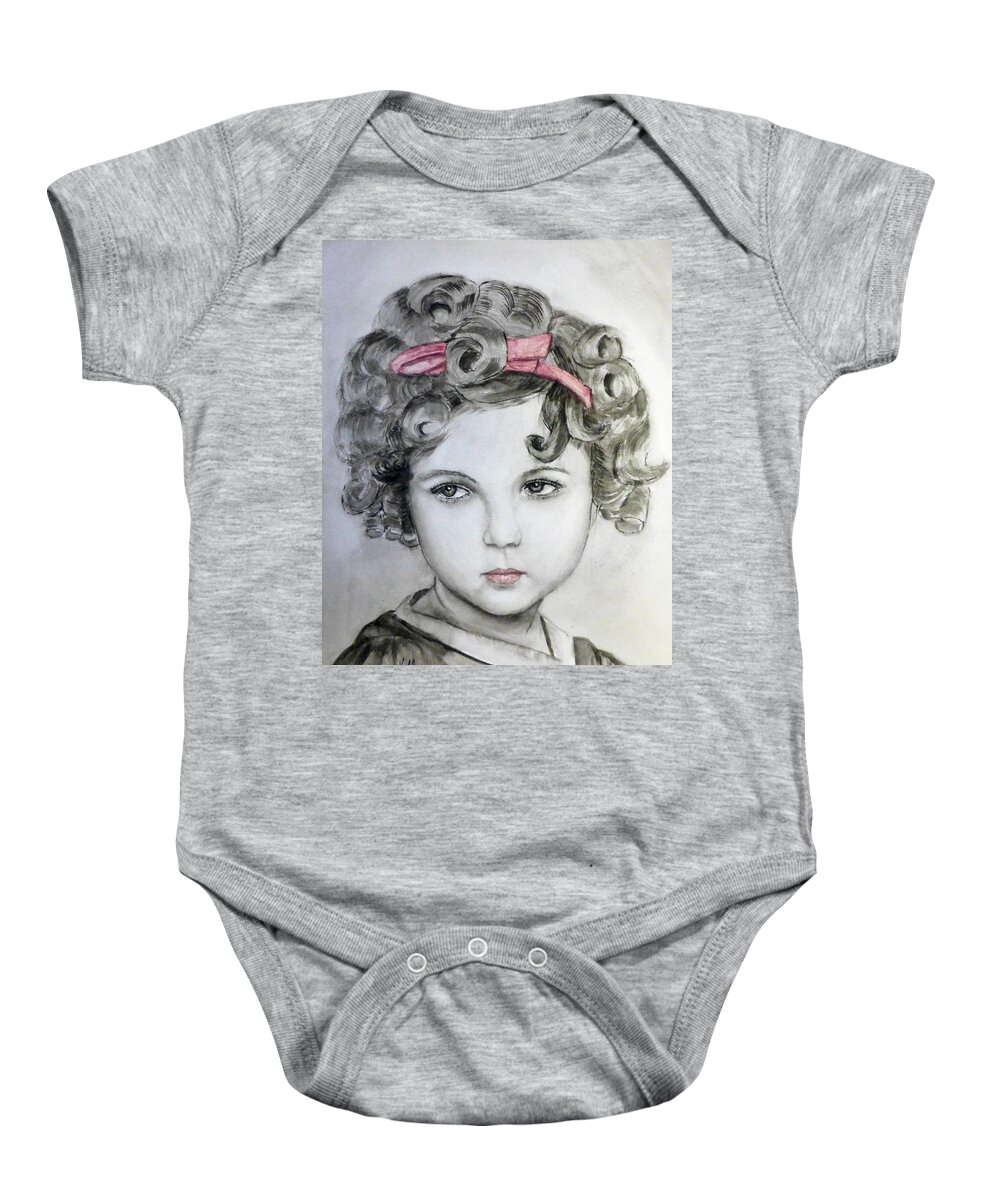Shirley Temple Baby Onesie featuring the painting Little Shirley Temple by Kelly Mills