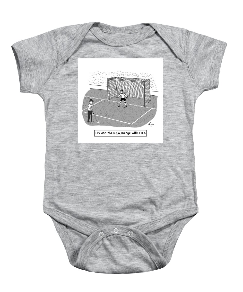 A27907 Baby Onesie featuring the drawing LIV and the P.G.A. Merge with FIFA by Felipe Galindo