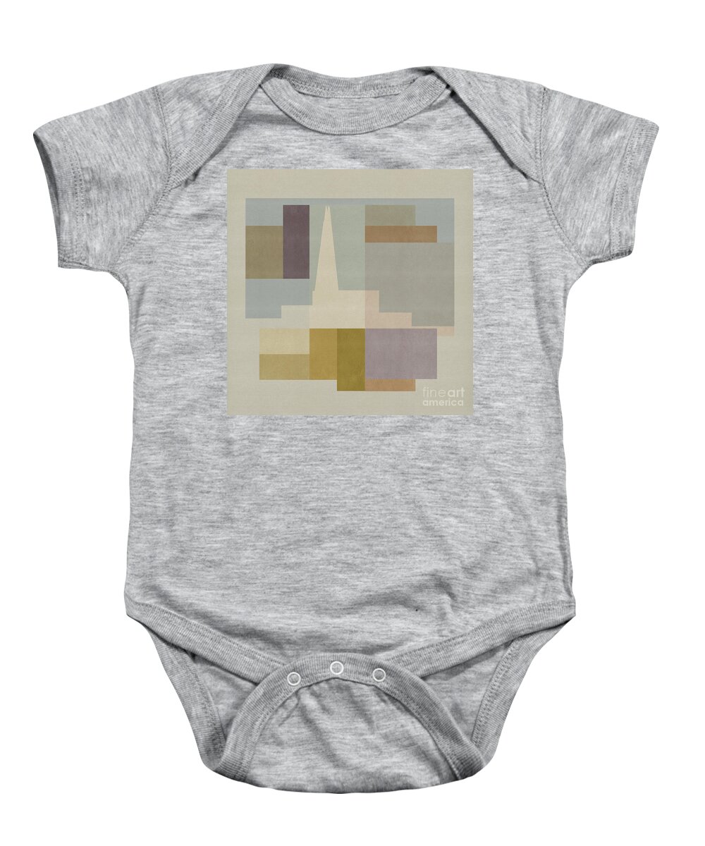 London Baby Onesie featuring the mixed media London Square - Shard by Big Fat Arts