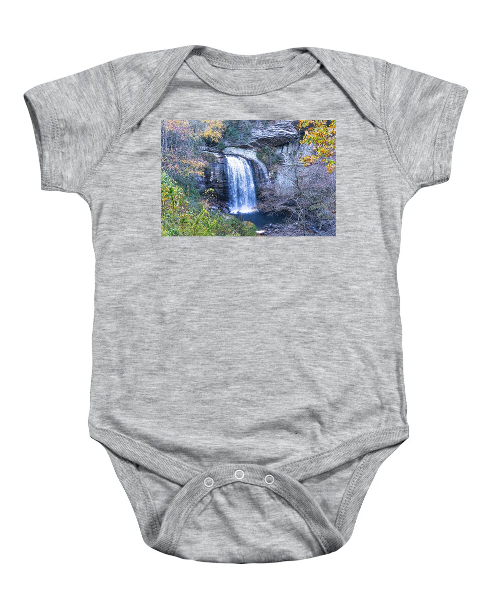 #lookingglassfalls#pisgahnationalforest#winterscenes#brevardnc#usa Baby Onesie featuring the photograph Looking Glass Falls in Oct by Katherine Y Mangum