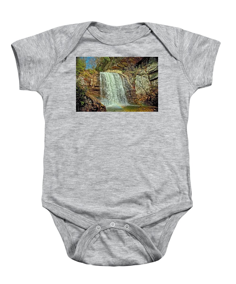 Waterfall Baby Onesie featuring the photograph Looking Glass Falls Moment by Allen Nice-Webb