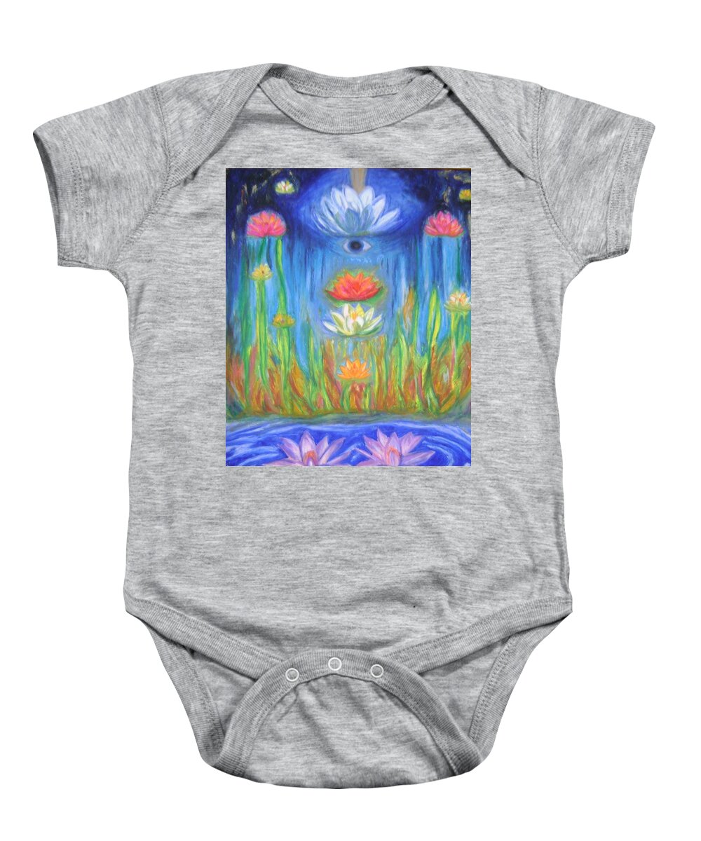 Lotus Meditation Baby Onesie featuring the pastel Lotus meditation by Therese Legere