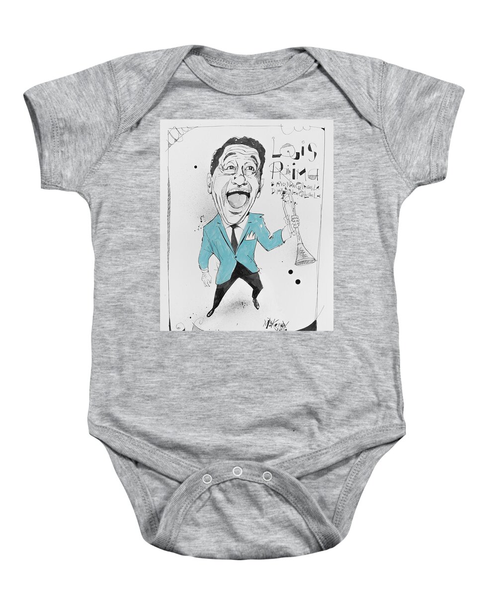  Baby Onesie featuring the drawing Louis Prima by Phil Mckenney