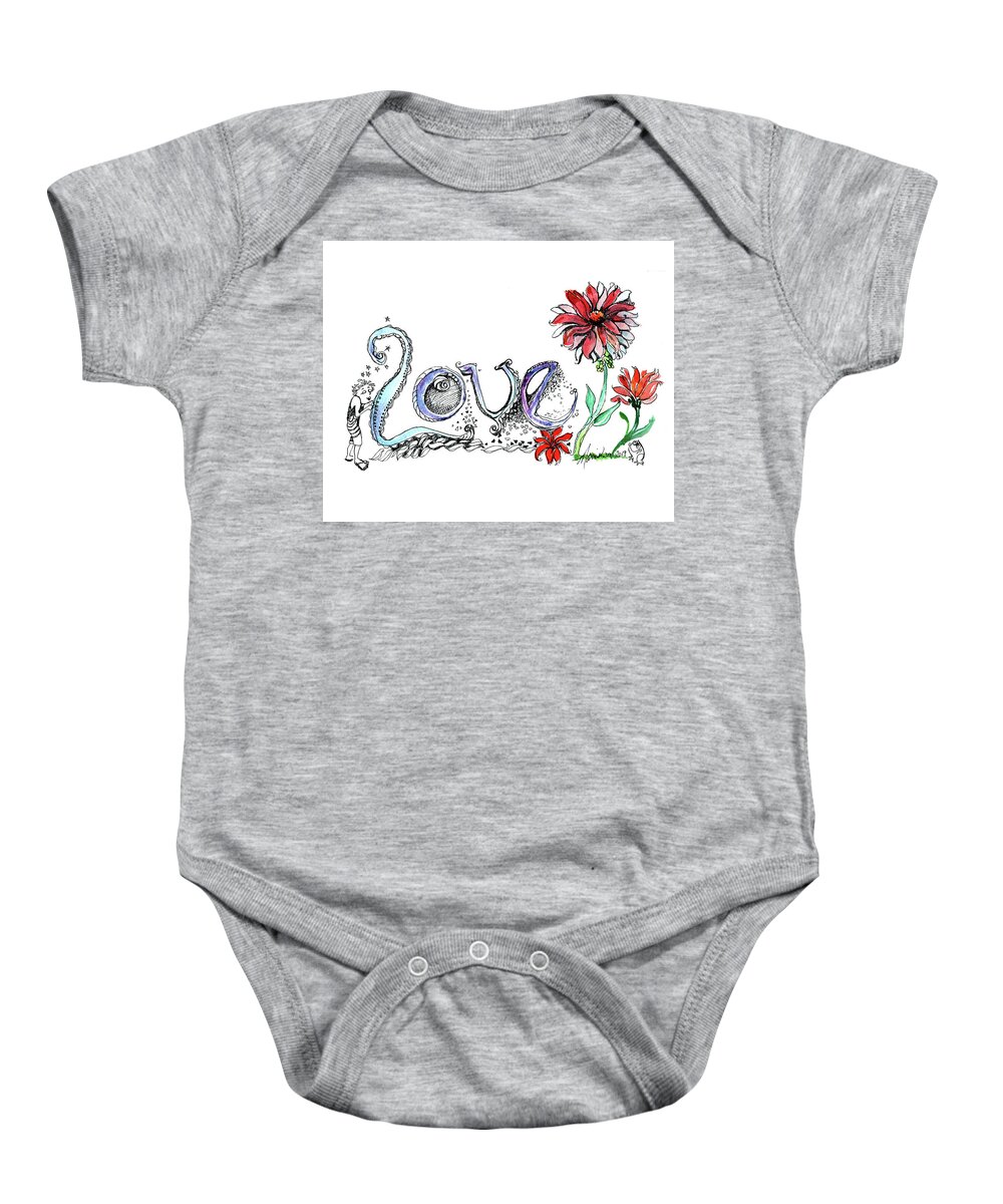Fairy Collection Baby Onesie featuring the drawing Love by Marnie Clark