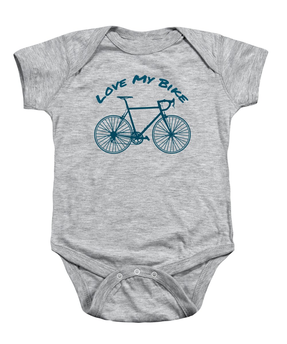 Love My Bike Baby Onesie featuring the digital art Love My Bike by Nancy Merkle