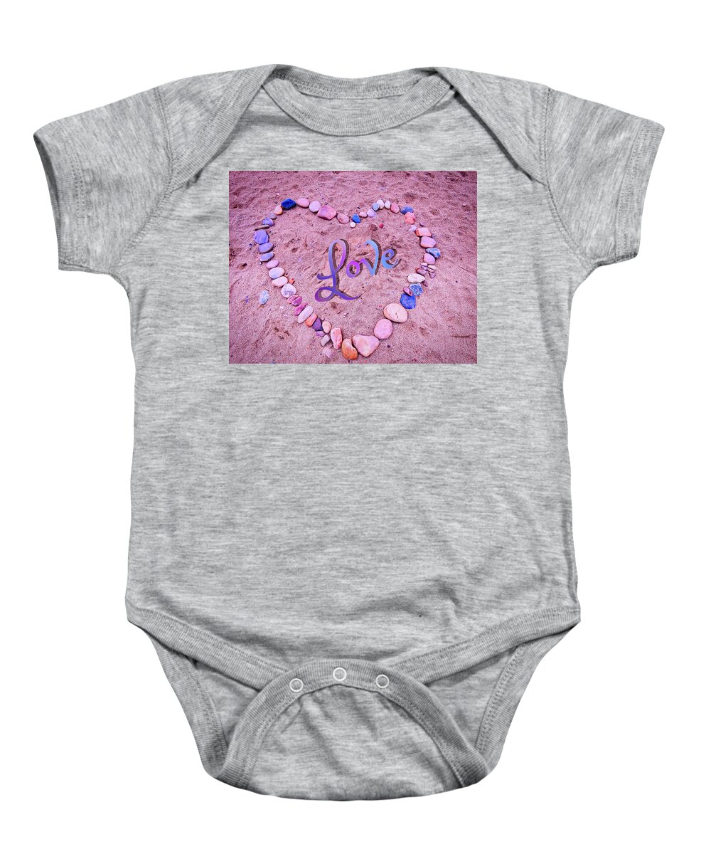 Arizona Baby Onesie featuring the photograph Love on Pebble Beach by Judy Kennedy
