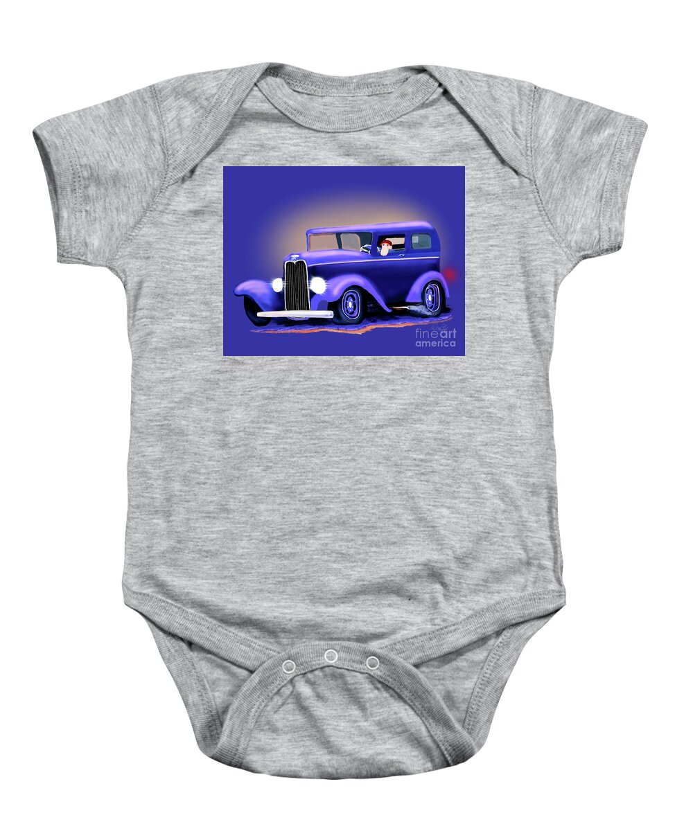 Hot Rod Baby Onesie featuring the digital art Low Down Hot Rod by Doug Gist