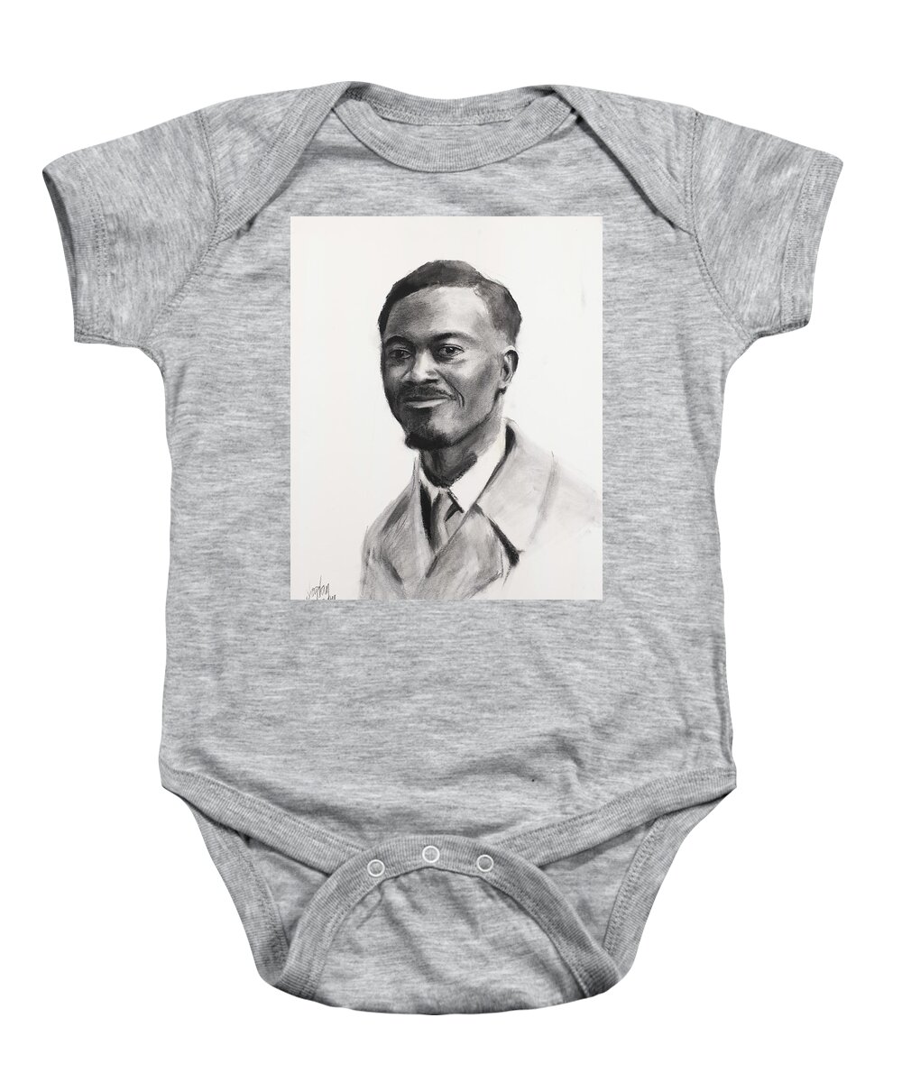 Portrait Baby Onesie featuring the drawing Lumumba by Jordan Henderson