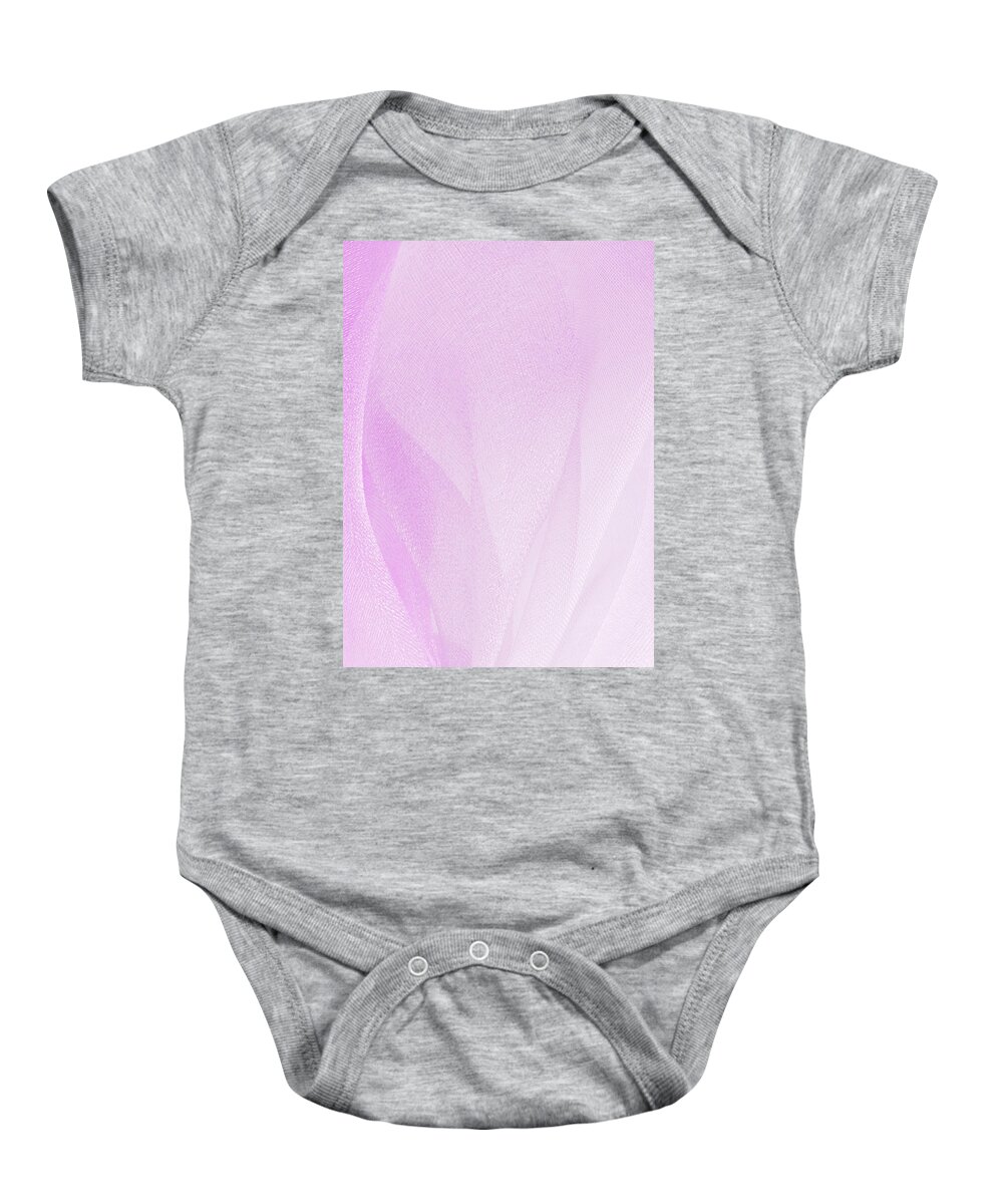 Abstract Baby Onesie featuring the photograph Macro Of Pink Organza Fabric Texture by Severija Kirilovaite