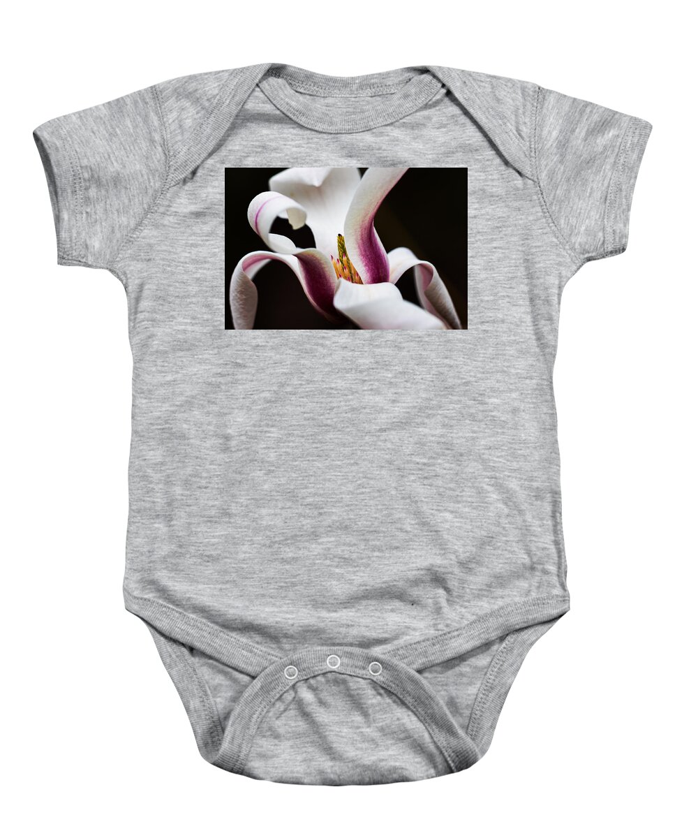 Magnolia Baby Onesie featuring the photograph Magnolia Bloom by Carrie Hannigan