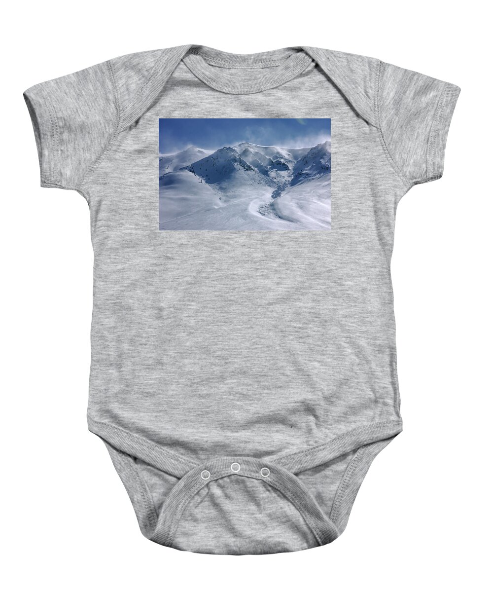Avalanche Baby Onesie featuring the photograph Avalanche - McGee Creek - Crowley Lake - CA. by Bonnie Colgan