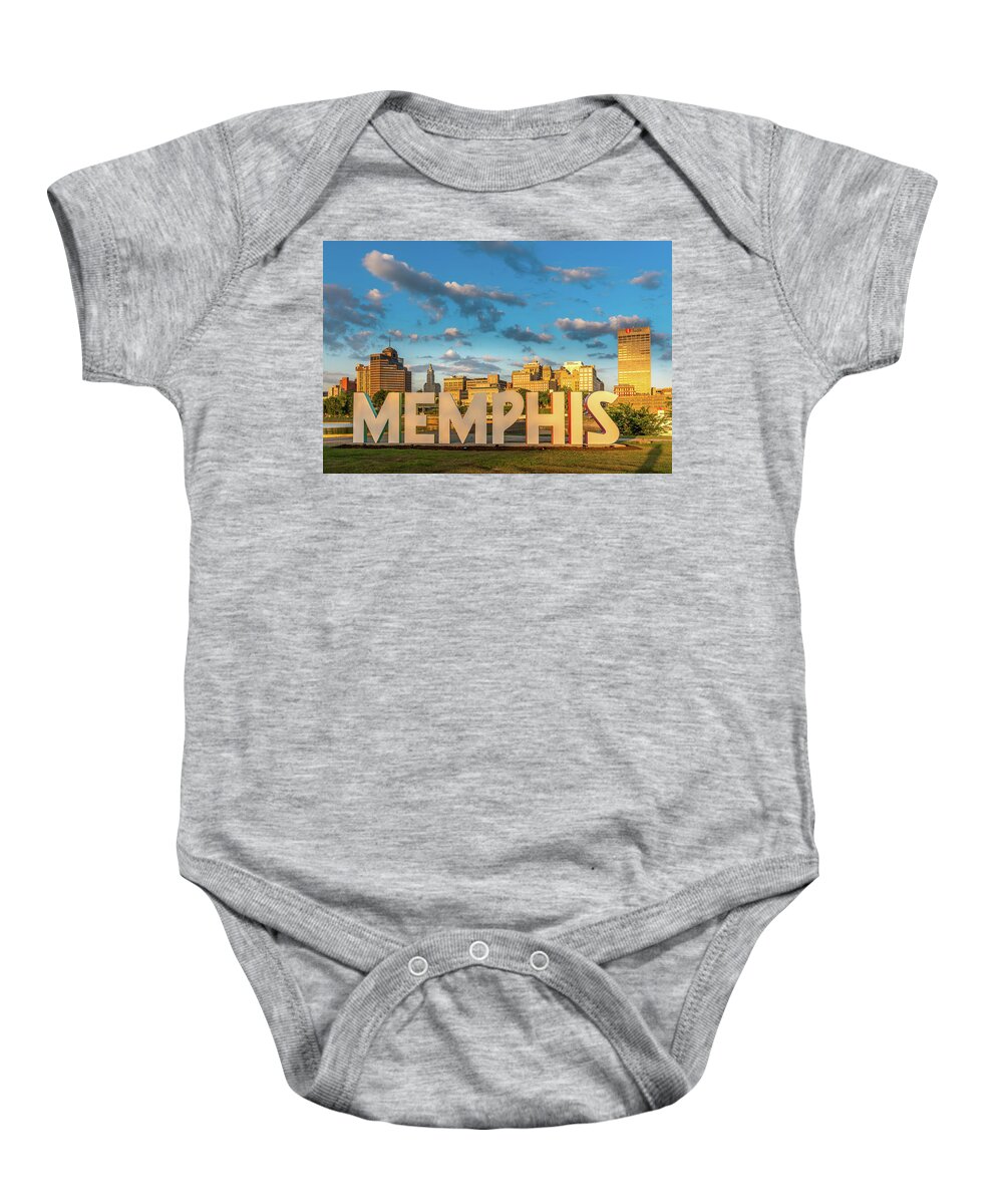 Bluff City Baby Onesie featuring the photograph MEMPHIS Sign by Darrell DeRosia