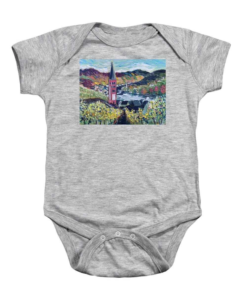 Merl Baby Onesie featuring the painting Merl Vineyard Germany by Roxy Rich