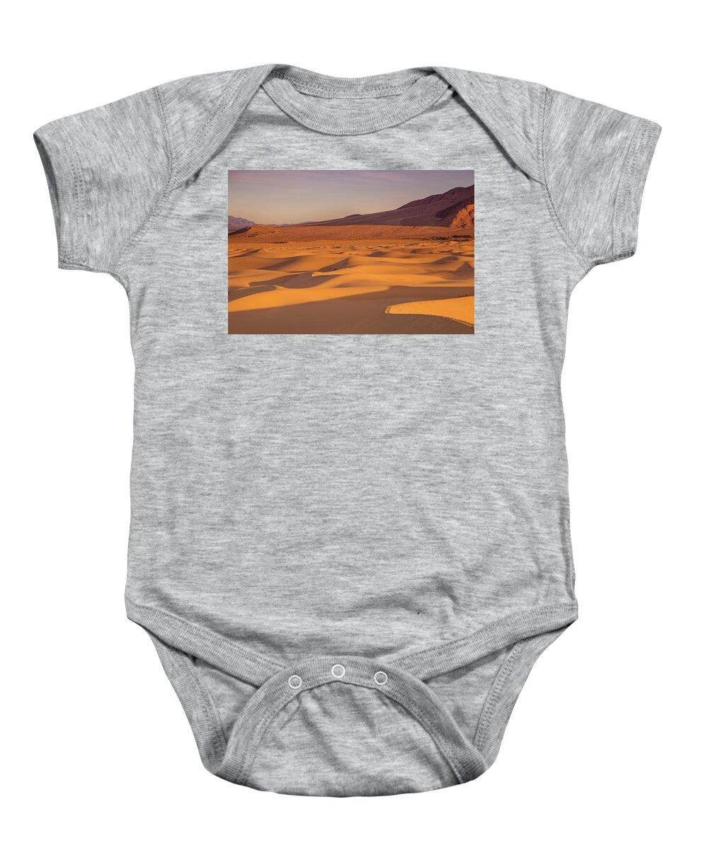 Mesquite Sand Dunes Baby Onesie featuring the photograph Mesquite dunes sunset by Kunal Mehra