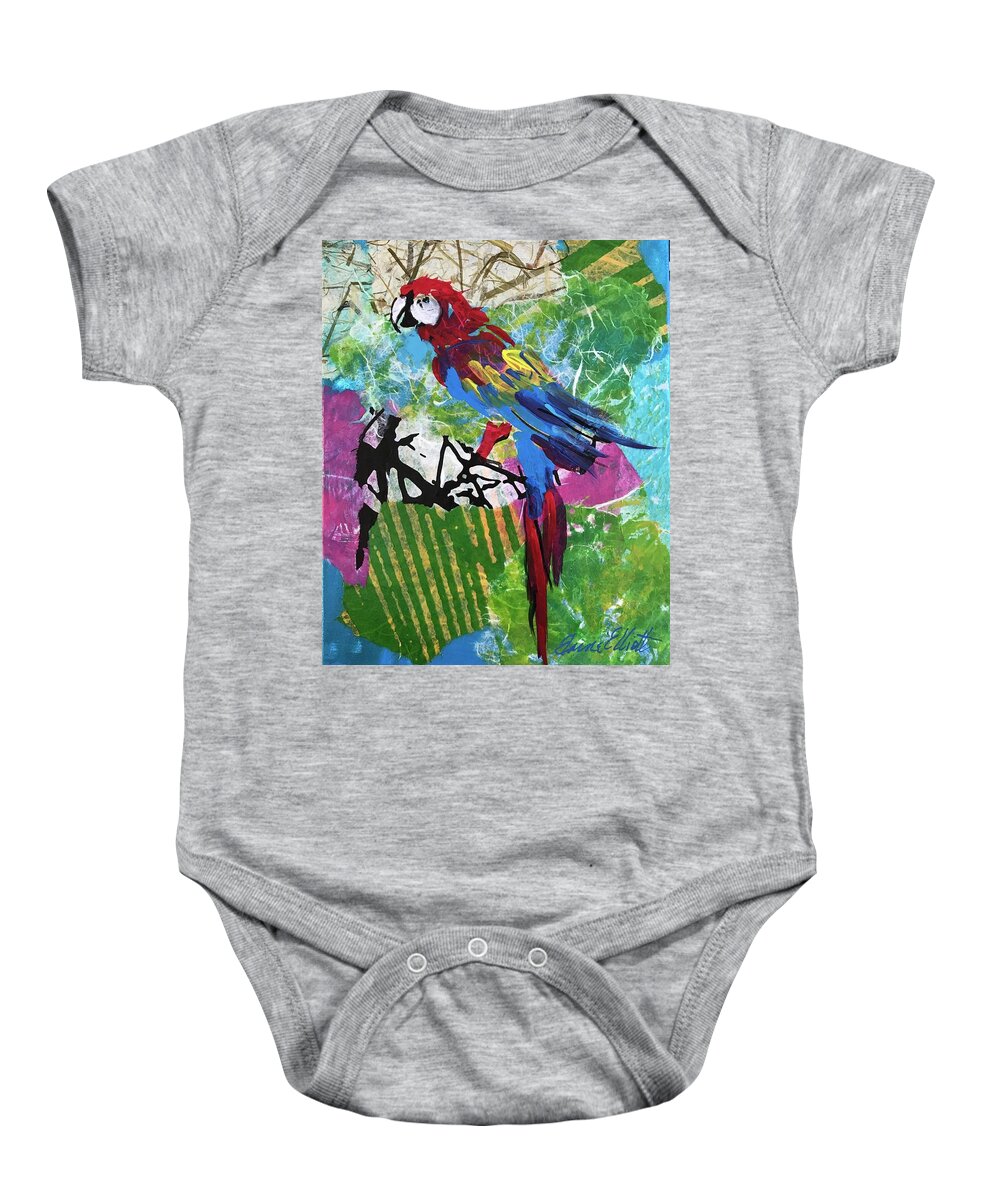 Parrot Paintings Baby Onesie featuring the painting Mexico Macaw II by Elaine Elliott