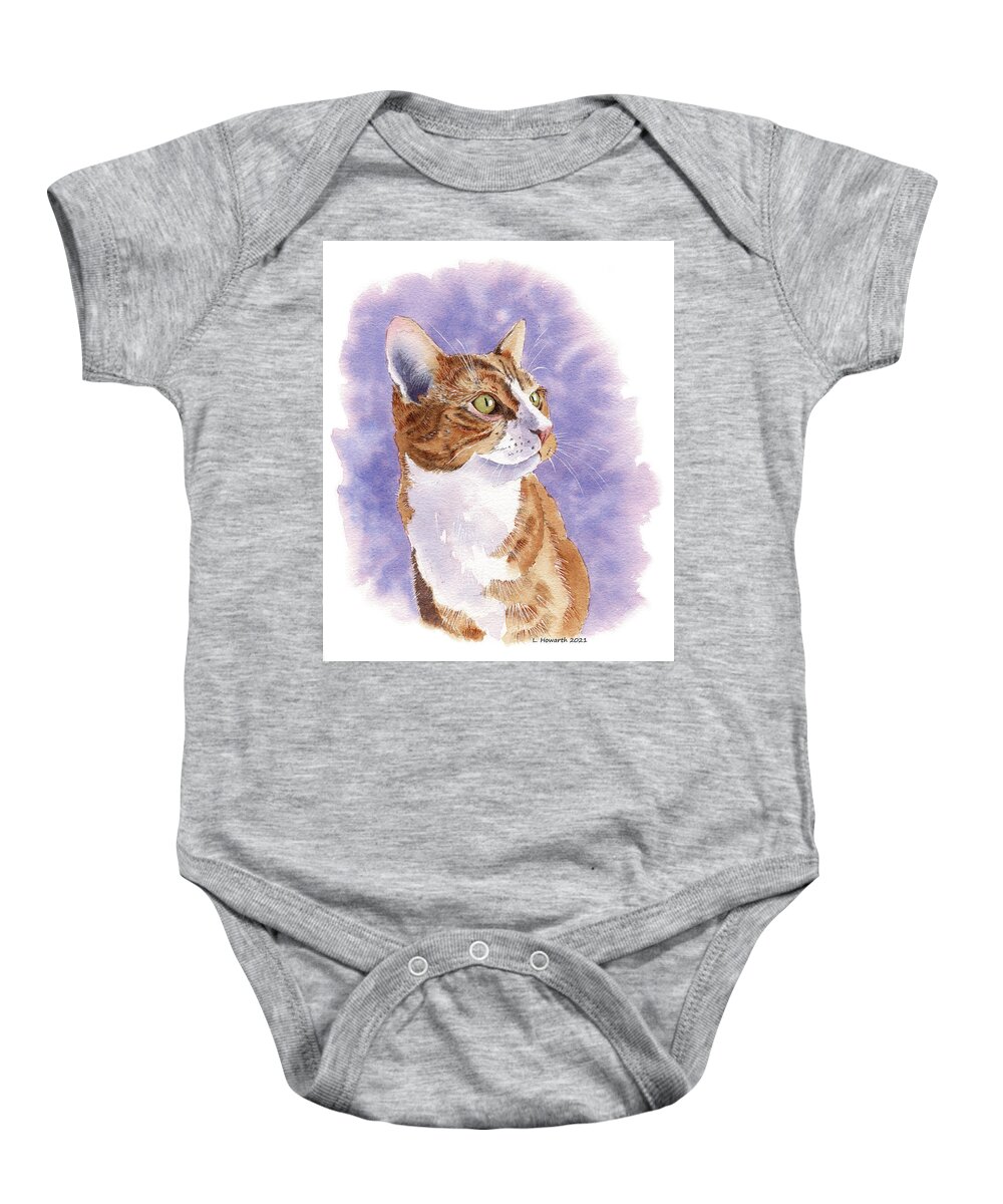 Cat Baby Onesie featuring the painting Mischief Maker by Louise Howarth