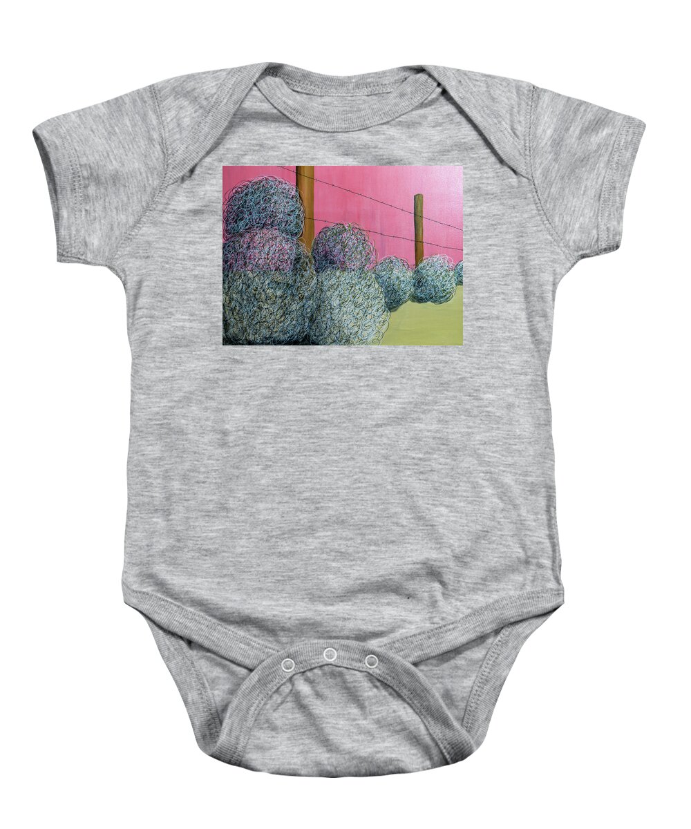 Tumbleweeds Baby Onesie featuring the painting More and more Tumbleweeds by Ted Clifton