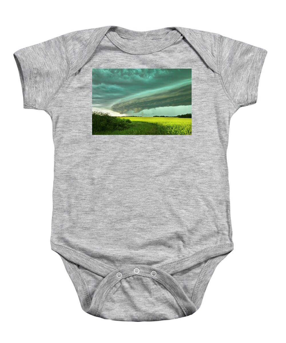Yorkton Baby Onesie featuring the photograph More Prairie Beast by Ryan Crouse