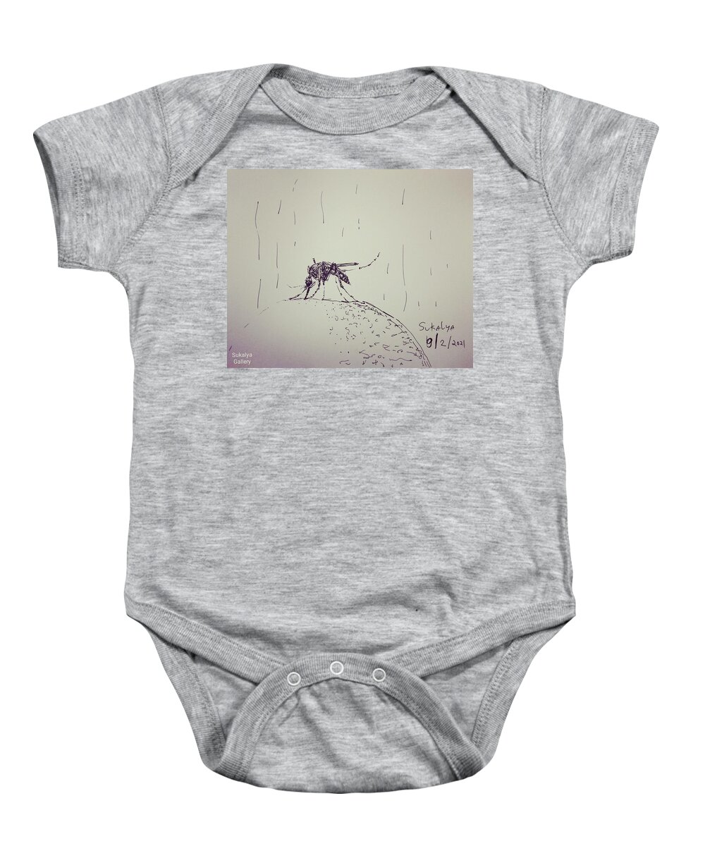 Mosquito Baby Onesie featuring the drawing Mosquito by Sukalya Chearanantana