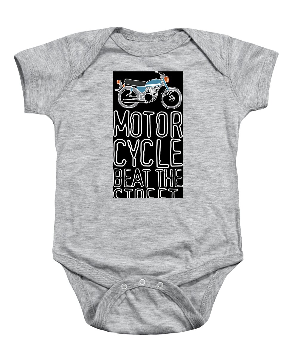 Motorcycle Baby Onesie featuring the digital art Motorcycle Beat the Street by Long Shot