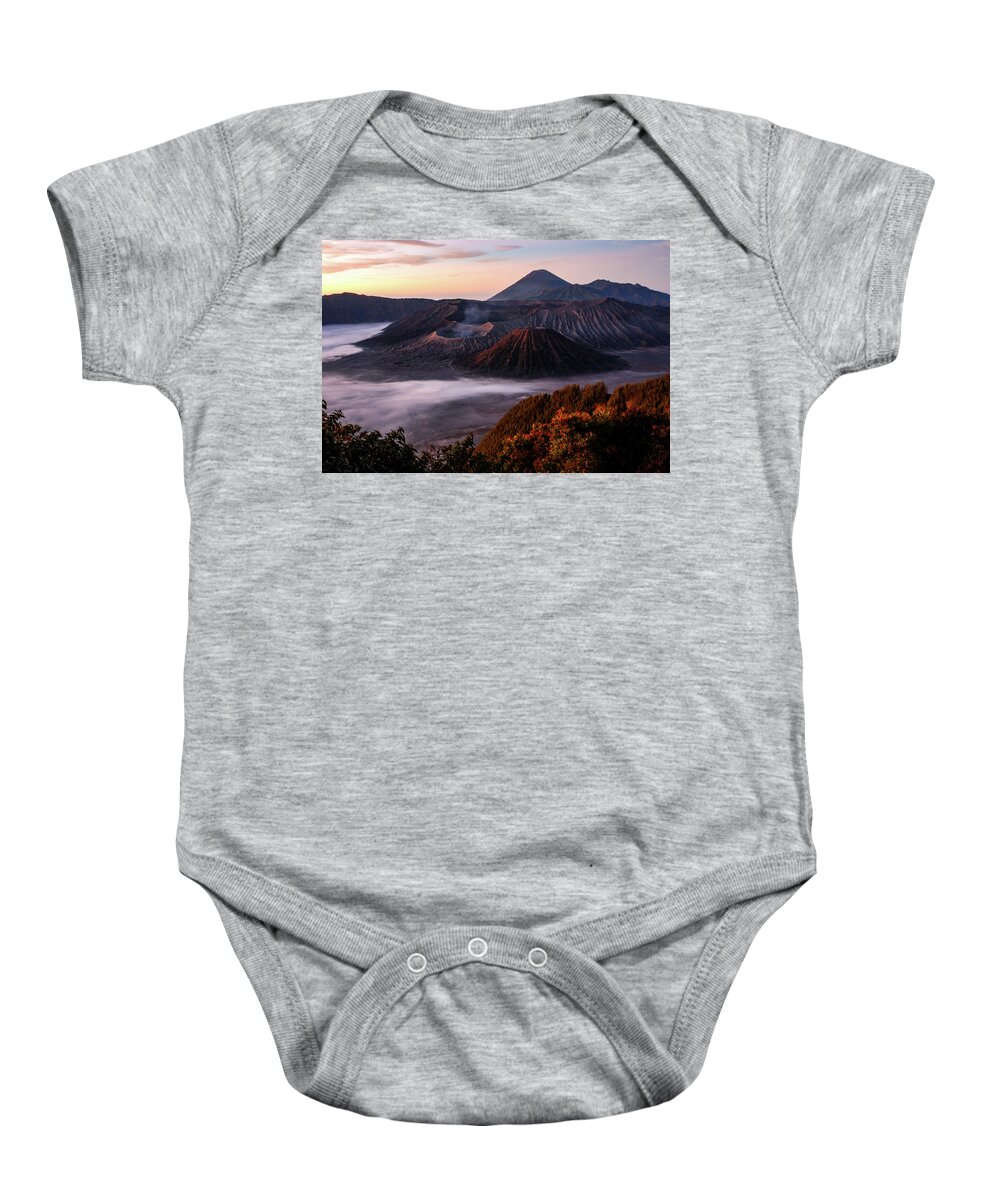 Mount Baby Onesie featuring the photograph Kingdom Of Fire - Mount Bromo, Java. Indonesia by Earth And Spirit
