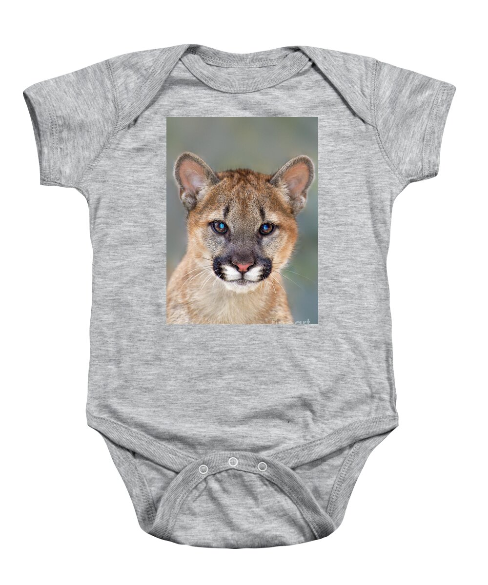 North America Baby Onesie featuring the photograph Mountain Lion Felis Concolor Captive Wildlife Rescue by Dave Welling
