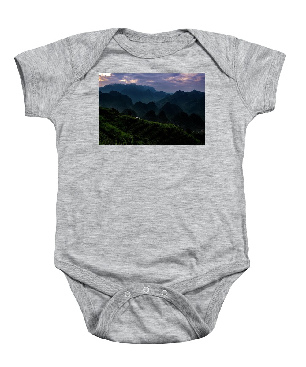 Ha Giang Baby Onesie featuring the photograph Waiting For The Night - Ha Giang Loop Road. Northern Vietnam by Earth And Spirit