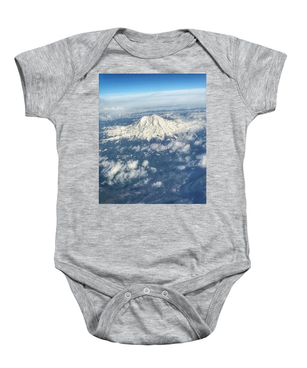 Looking Down Baby Onesie featuring the photograph Mount Rainier by Jerry Abbott