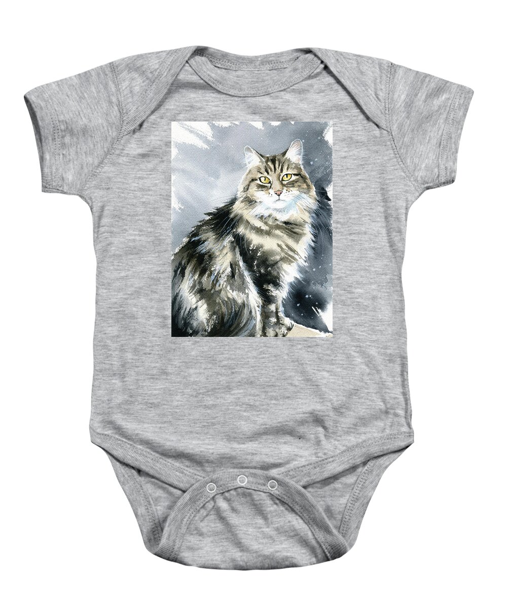 Cats Baby Onesie featuring the painting Muffin Cat Painting by Dora Hathazi Mendes