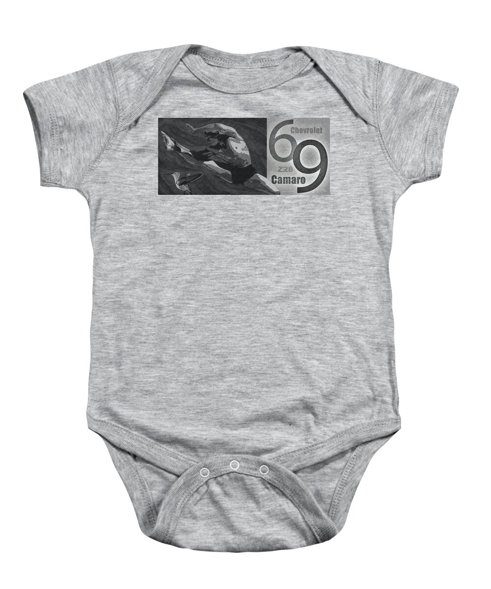 Muscle Cars Baby Onesie featuring the digital art Muscle Cars / 69 Camaro Z28 by David Squibb