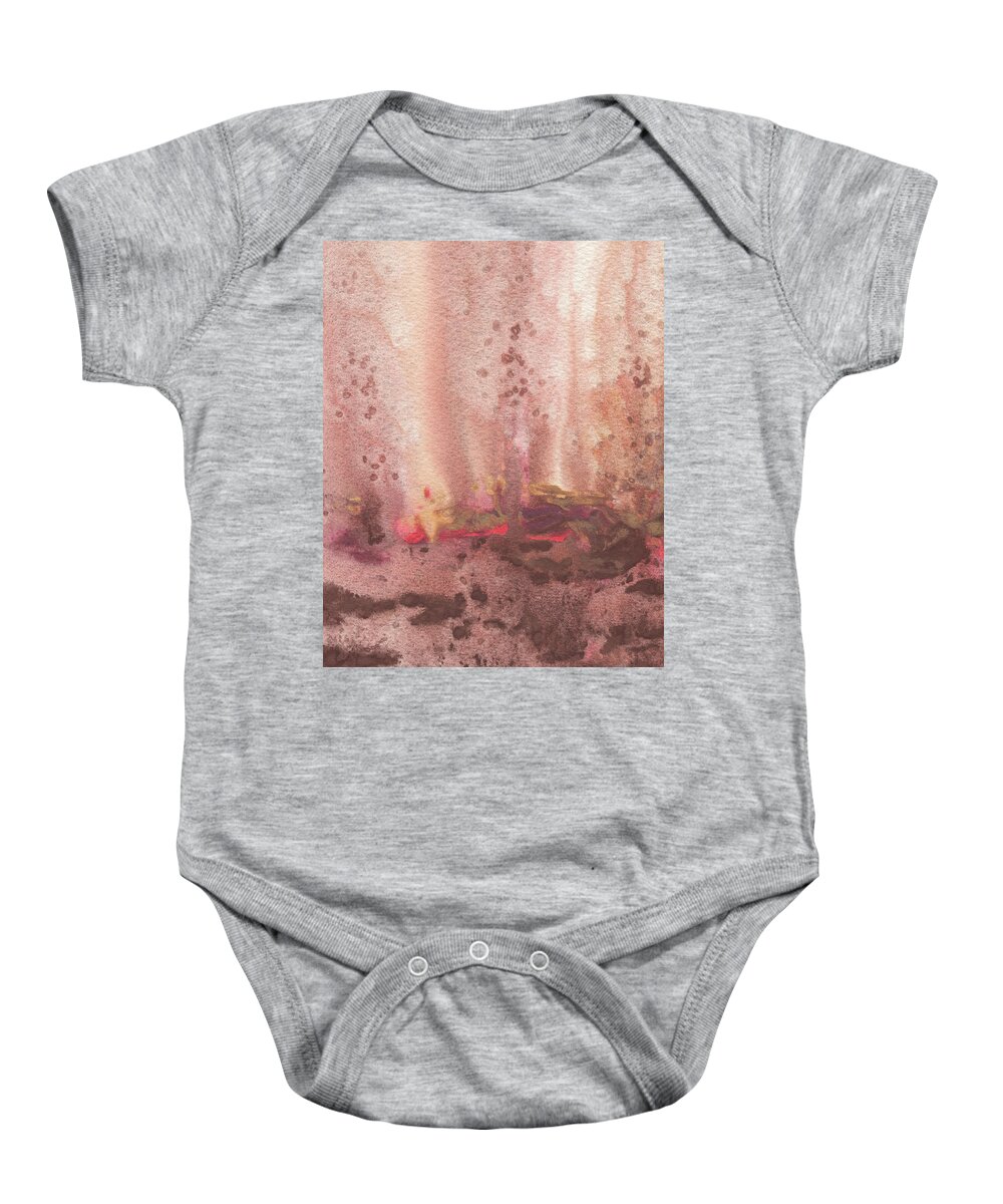 Mist Baby Onesie featuring the painting Mystic Landscape Abstract Watercolor I by Irina Sztukowski