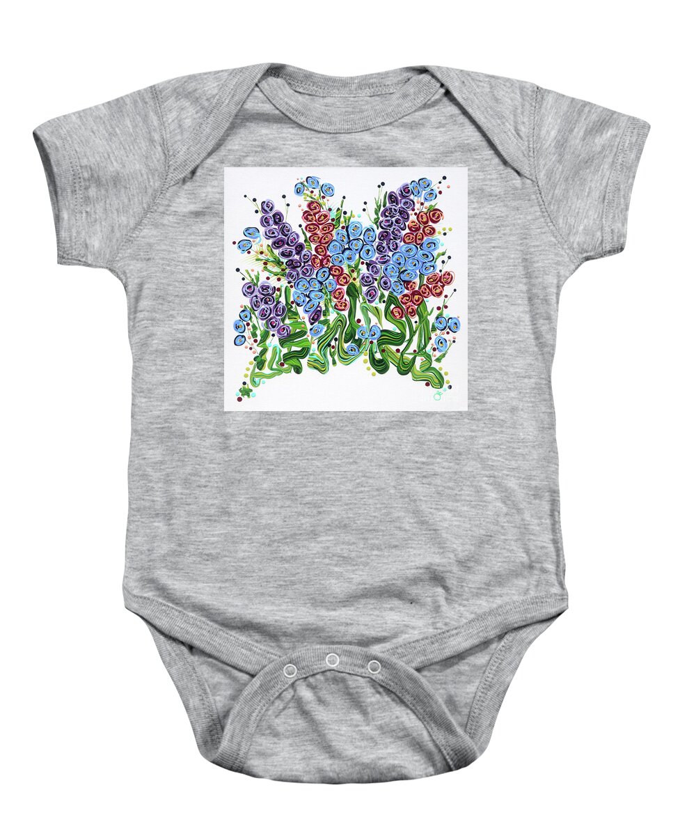 Fluid Acrylic Painting Baby Onesie featuring the painting Nanny's Garden by Jane Crabtree